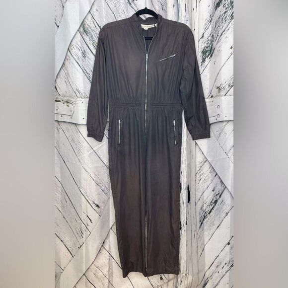 Vintage 70s Liz Claiborne Jumpsuit Gray Cotton 8